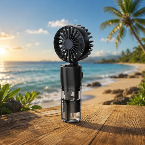 Portable Handheld Spray Fan 4-Speed Water Spray Mist Fan Summer Cooling Artifact USB Charging Summer Supplies Outdoor Mini Fan